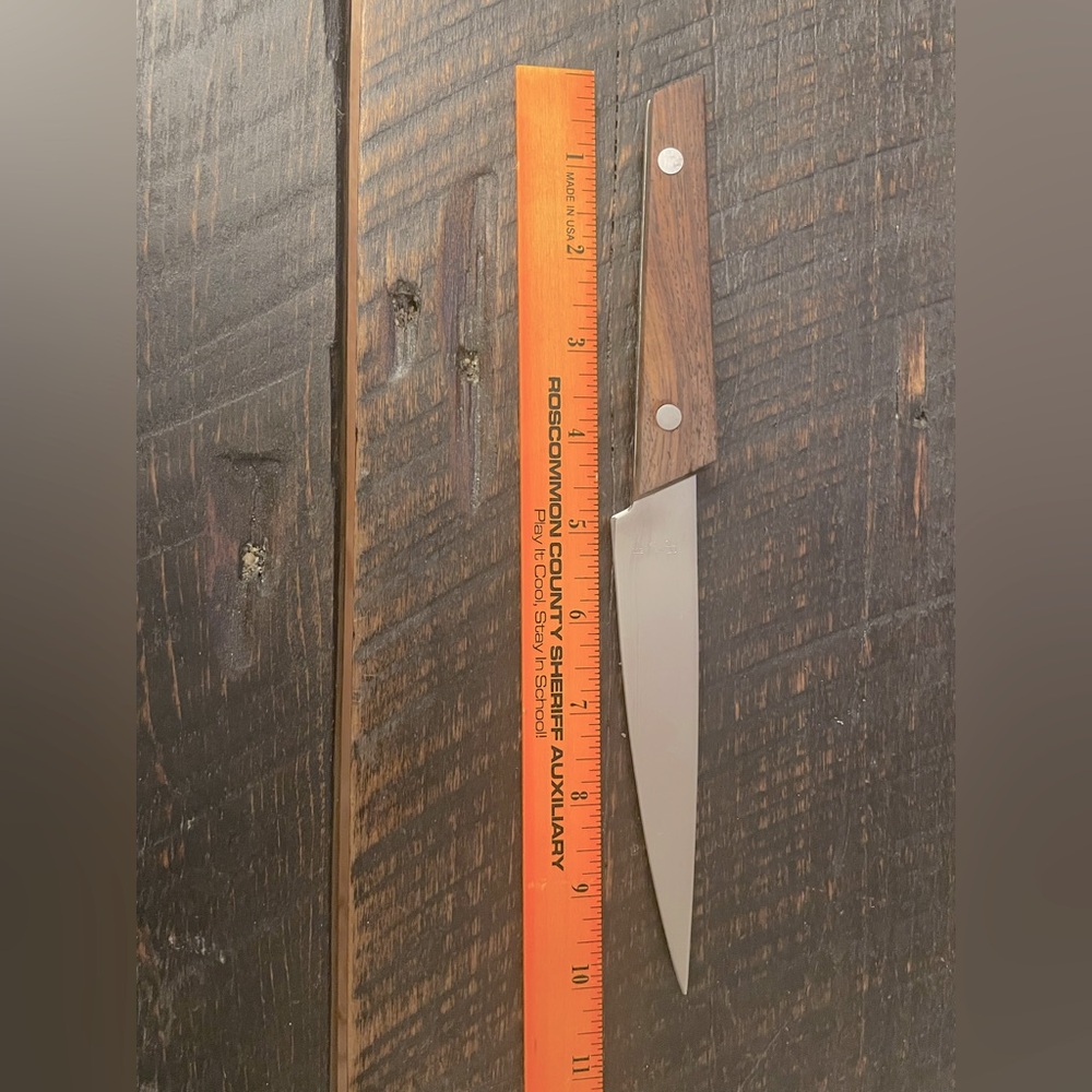 Vintage AS Stainless Steel Japan MidCentury Modern Knife W Real Wood Handle - Picture 9 of 9